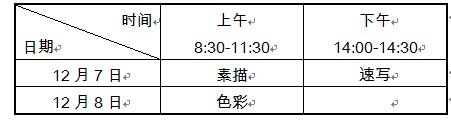 美术与设计类专业省统考安排在2019年12月7日-8日进行